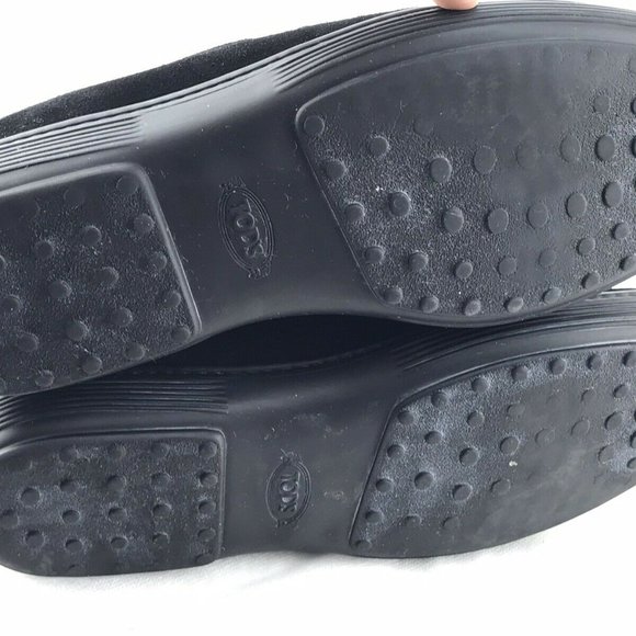 TODS Suede Penny Loafers Mens 8.5 Black Slip On - Picture 7 of 8
